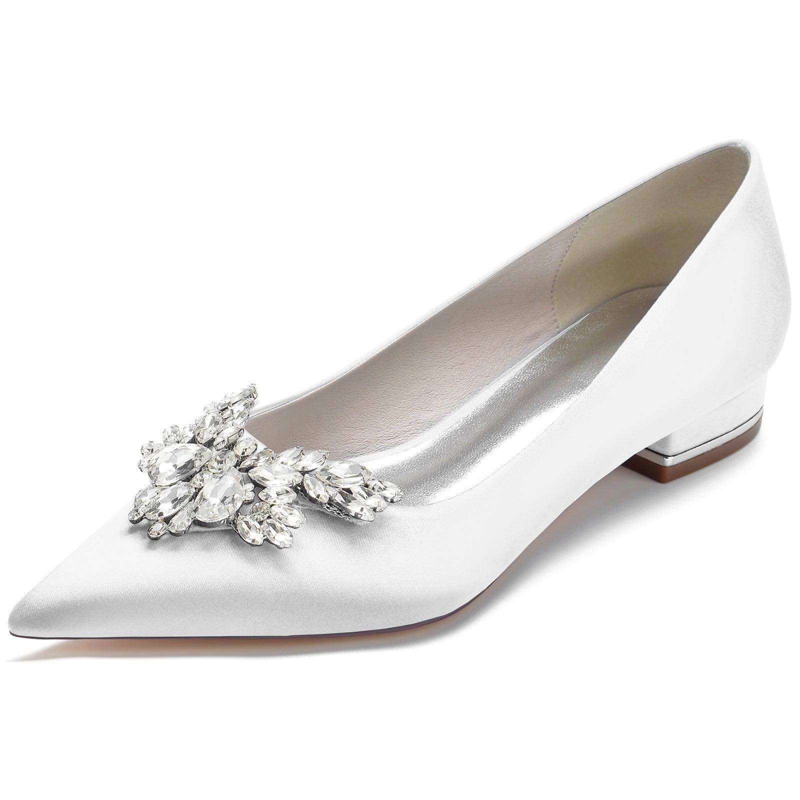 White Satin Pointy Shoes CK0279 - COCOMELODY